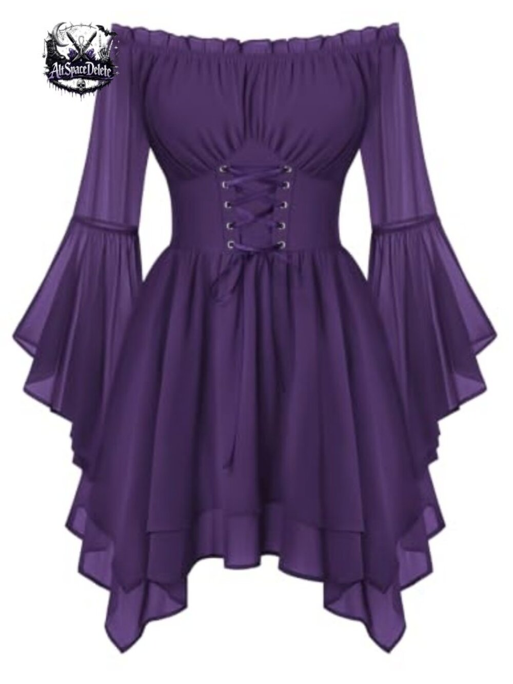 Renaissance Corset Mini Dress Chiffon Off Shoulder Costume
